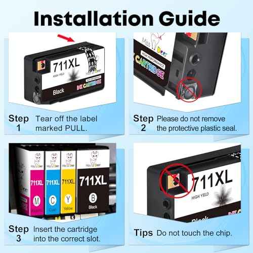 Miss Deer 711XL Black Ink Cartridge (CZ129A) for DesignJet T530, T525, T520, T130, T125, T120 & T100 Large Format Plotter Printers,38-ml,3 Pack