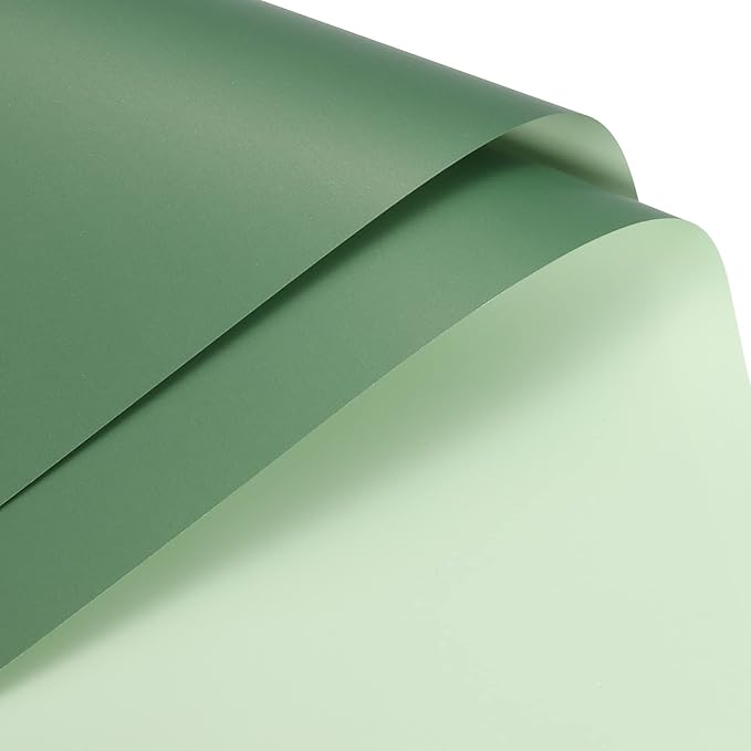 MECCANIXITY 10 Pcs Double Sided Color Flower Wrapping Paper Grey Green+Turquoise 22.8"x22.8" Waterproof for Florist Bouquet Supplies, DIY Crafts, Gift Box Packaging