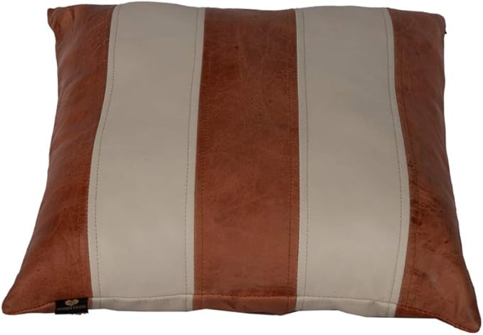 D DOLLY LAMB Lambskin Leather Pillow Cover - Sofa Cushion Case - Decorative Throw Covers for Living Room & Bedroom, 22x22 Inches - Tan and Beige Pack of 1