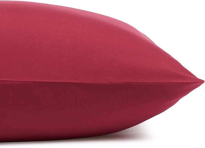 Amazon Basics Lightweight Super Soft Easy Care Microfiber 3 Piece Ideal Bed Sheet Set with 14-Inch Deep Pockets, Twin XL, Burgundy, Solid