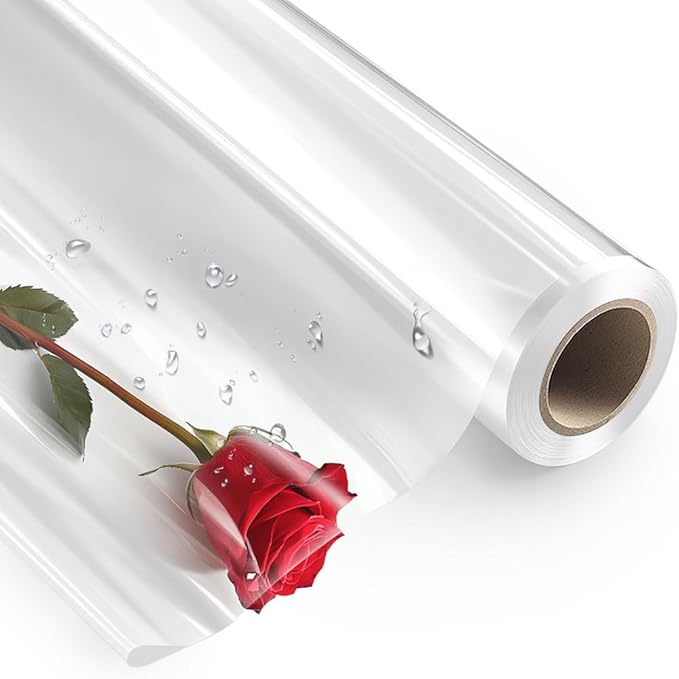 PerkHomy Clear Cellophane Wrap Roll 16" x 100' 3 Mil Thick Cellophane For Gift Basket Treats Goodie Wrapping Craft Flower Bouquet Plastic (Clear, 100ft (16in Width))