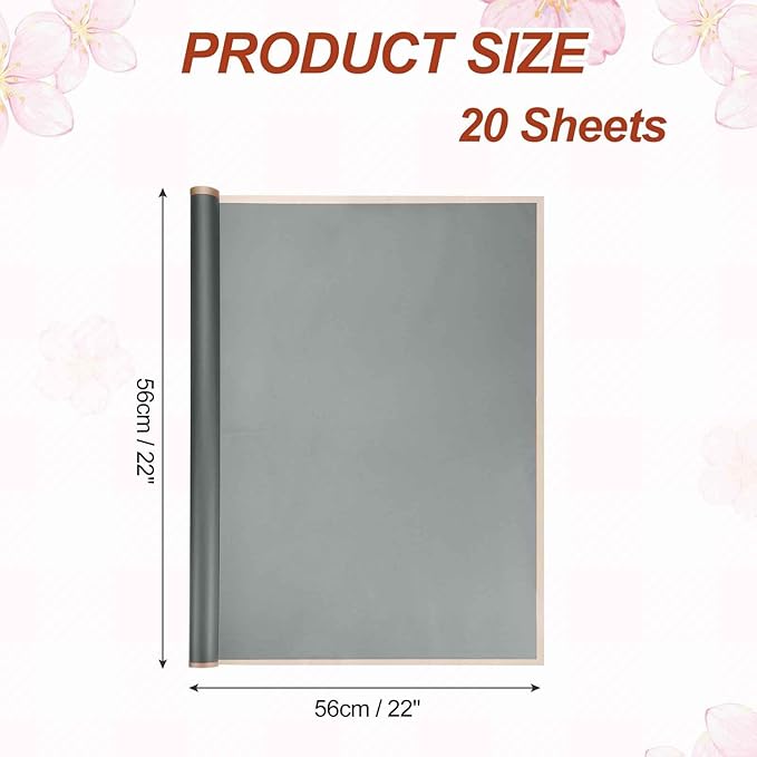 MECCANIXITY Flower Bouquet Wrapping Paper, 56cm/22 Inch Waterproof Floral Wrapping Paper for Flower Bouquet DIY Gift, Wedding, Birthdays, Valentine's Day, Pack of 20(Gray)