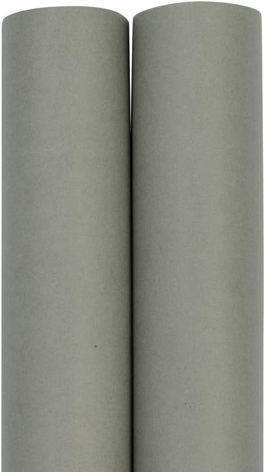 JAM Paper Gift Wrap - Matte Wrapping Paper - 52.6 Sq Ft Total (17 in x 18 Ft Each) - Matte Grey - 2 Rolls/Pack