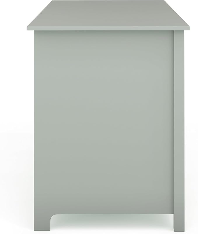 Martha Stewart Hutton Shaker Style Home Office Desk with Storage in Sage with Polished Brass Hardware