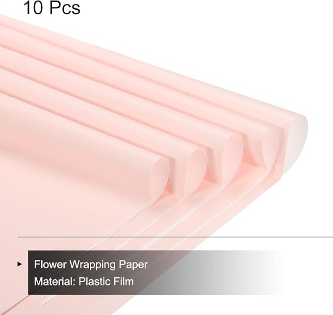 MECCANIXITY 10 Pcs Double Sided Color Flower Wrapping Paper Pink+White 22.8"x22.8" Waterproof for Florist Bouquet Supplies, DIY Crafts, Gift Box Packaging
