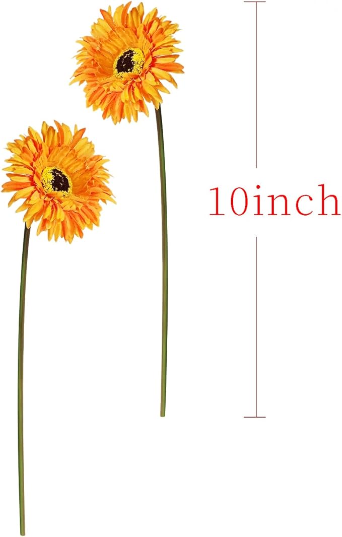 Letjolt Artificial Gerbera Daisy Flowers African Daisy Orange Silk Flowers Home Decorations Faux DIY Bouquet for Wedding Engagement Centerpieces Arrangements