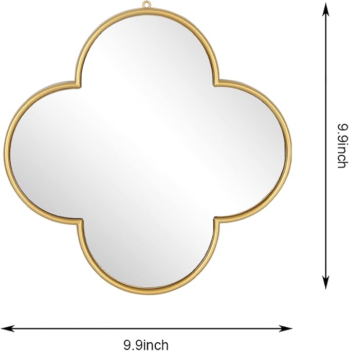 DECANIT Decorative Wall Mirrors Set of 3,Gold Clover Hanging Mirrors with Scalloped Frame for Living Room, Bedroom & Entryway, Accent Wall Decor