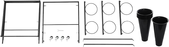 DYRABREST Flower Display Stand with Buckets, Black 3 Layers Metal Plant Stand with 6 Pieces Buckets, Moving Florist Bouquet Shelf for Fresh Flower Shop, for Patio Garden, Outdoor Flower Pop-Up Events