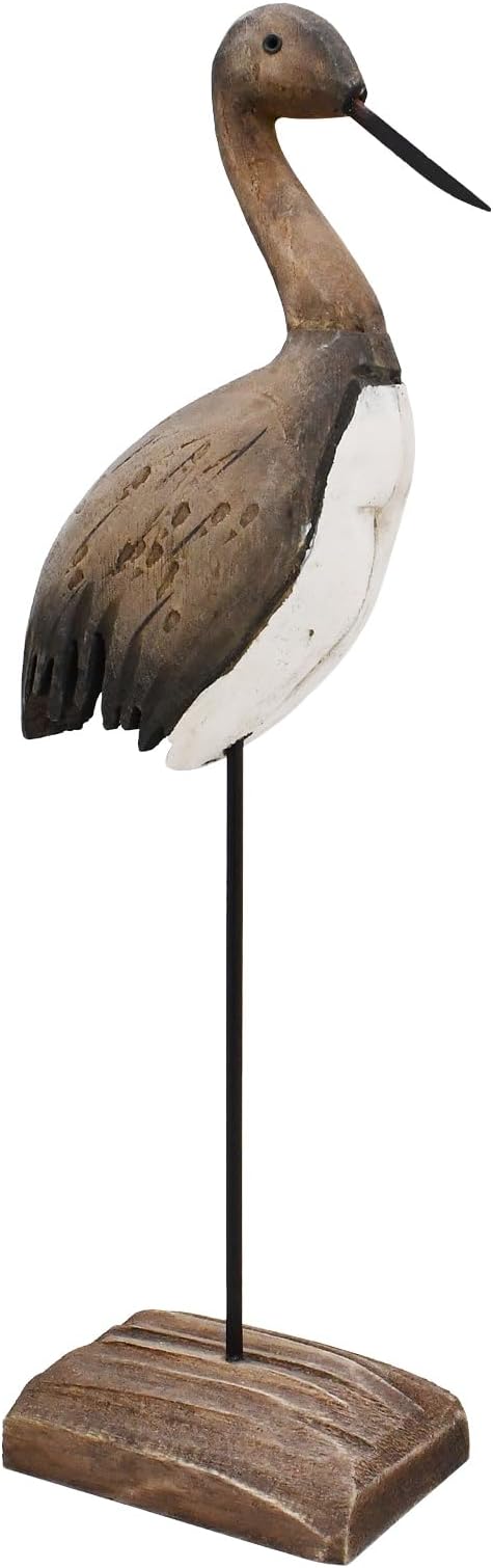 Wood Bird Statue Nautical Decor Decorative Sea Birds Sculpture Wooden Tabletop Figurine Coastal Ocean Beach Themed Decoration for Home Yard Bathroom Living Room (12.4" H)