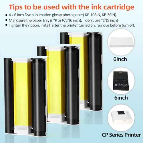 COLORTY 3-Pack Ink Cartridges Replacement for Canon Selphy KP-108IN KP-36IN Color Ink Cassette 4 x 6, Compatible with Canon Selphy CP1500 CP1300 CP1200 CP1000, 100 x 148mm (Without Paper)
