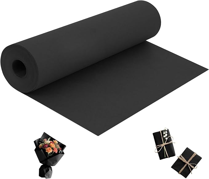 30”x 1200”Black Kraft Wrapping Paper Roll for Bulletin Board Poster Gift Wrapping, Craft Construction Paper for Easel Drawing Painting Art Supplies Packing Table Covering Bouquet Flower Christmas
