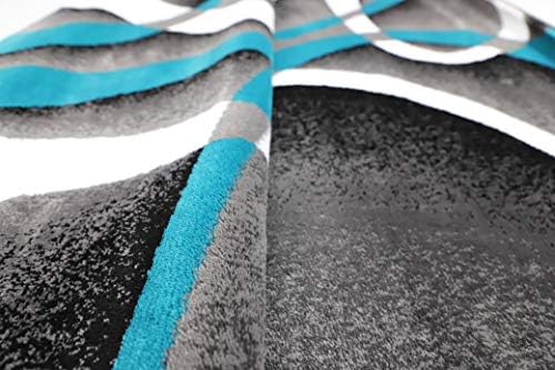 GLORY RUGS Modern Area Rug 8x10 Turquoise Swirls Carpet Bedroom Living Room Contemporary Dining Accent Sevilla Collection 4816