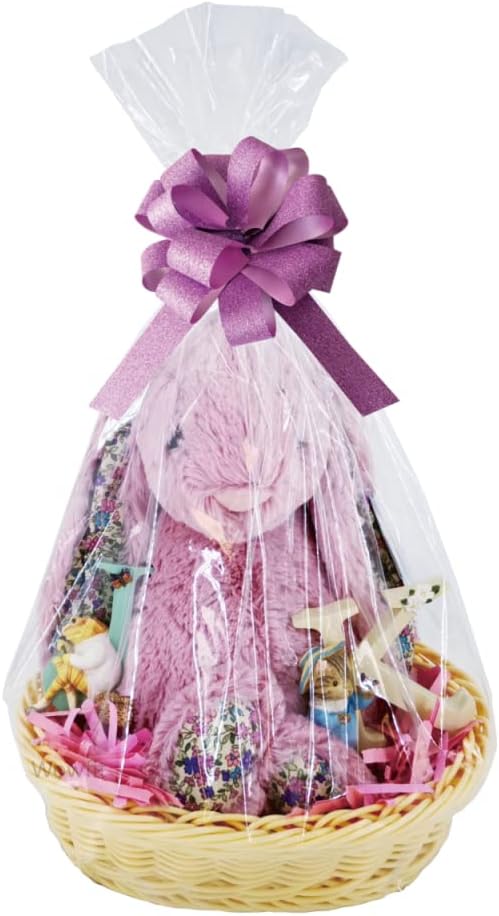 Wowfit Cello Bags, 10 CT 12x18 Inch Medium Clear Cellophane Bags for Wrapping Birthday and Holiday Gifts, and More (Flat, No Gusset, Medium Size, Ribbon NOT Included)