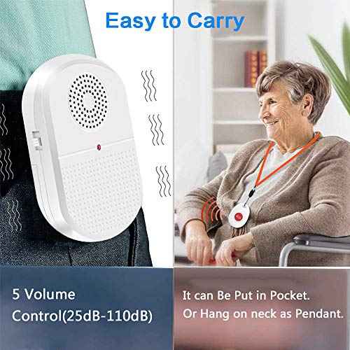 ChunHee Wireless Caregiver Pager Call Button Nurse Alert System Call Bell for Home/Elderly/Patient Emergency Vibration Pager 2 Transmitter+1 Receiver(800+Feet Operating Range)