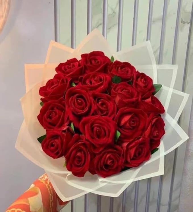 [25PCS] Vermillion Roses Artificial Flowers with Long Stem Real Touch Fake Foam Roses for DIY Wedding Bouquets Centerpieces Bridal Shower Mothers Day Party Flower Arrangements Home Decor
