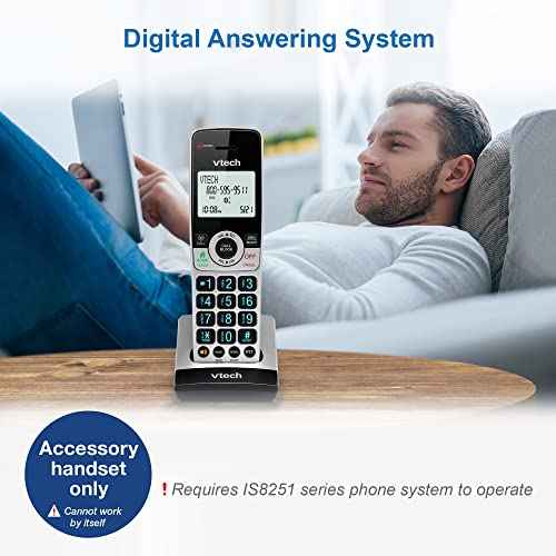 VTech IS8201 Additional Handset for IS8251 Business Grade Cordless Phone Series, Perfect for Home Office, Smart Call Blocking, Answering System, Bluetooth Connect to Cell