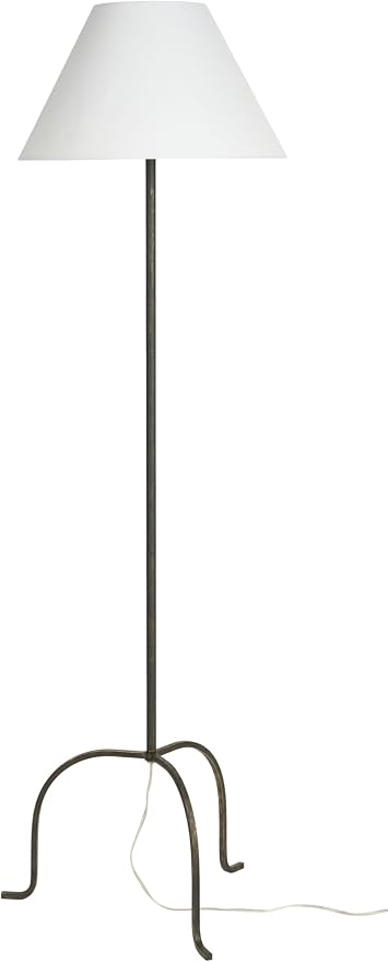 Nourison Home 66" Black Wrought Iron Heritage Metal Slim Tripod Standing Floor Lamp for Modern, Industrial, Minimalist Living Room, Bedroom, Dining Room, Reading
