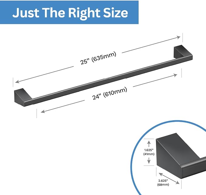 Gatco 5650MX A-Line Towel Bar, 24 Inch, Matte Black
