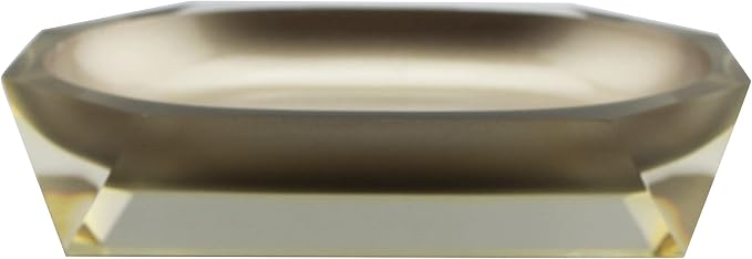 Faceted Soap Dish, Durable Resin, Smooth, Easy to Clean, for Stylish Bathroom Décor, Yellow, 4x5, Sold Individually