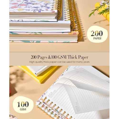 Cute Spiral Notebook Journal for Women, 200 Pages Lined Notebooks 8.5¡± x 11¡±, A4 Large Hardcover Spiral Journals with 100 GSM Thick Paper, College Ruled Notebook for Writing Work School, Orange Floral
