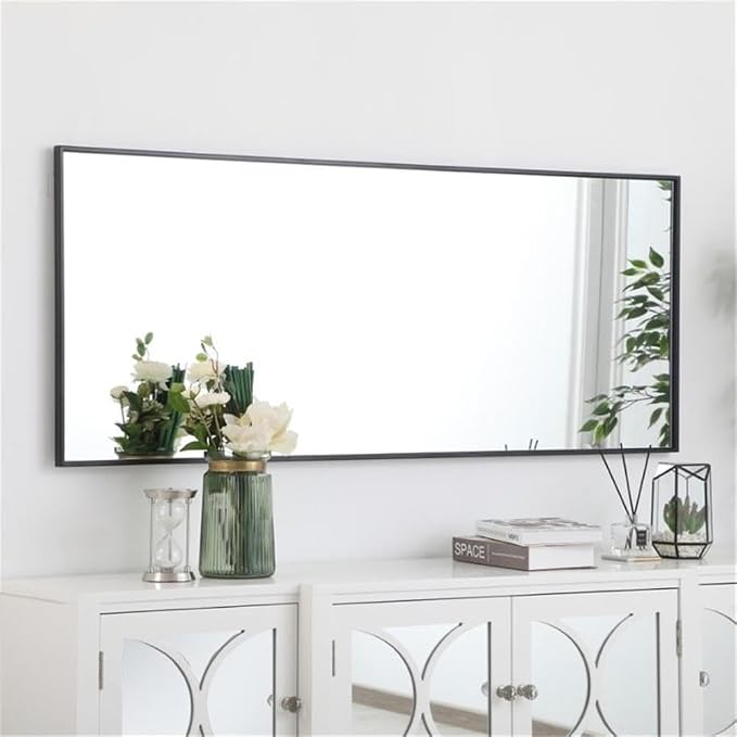 Elegant Decor Eternity 60" x 24" Contemporary Metal Frame Mirror in Black