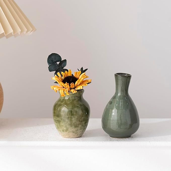Set of 5 Ceramic Bud Vase - Home Decor Dried Flower Arrangement Small Vase, Gradient Glaze Design, Home, Living Room, Dining Table, Farmhouse, Office Decor, Bedroom, Dining Table, Kitchen Shelf