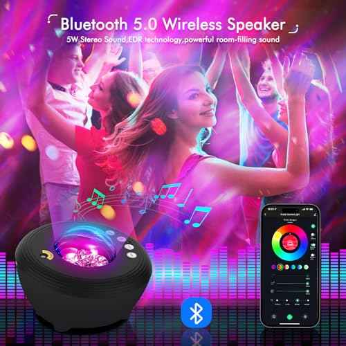 Star Projector Galaxy Light Projector with 33 Lights, Bluetooth 5.0 Speaker, Sound Machine Night Light, Smart WiFi Aurora Projector with IR Remote, Timer for Kid Adult Bedroom/Ceiling/Party