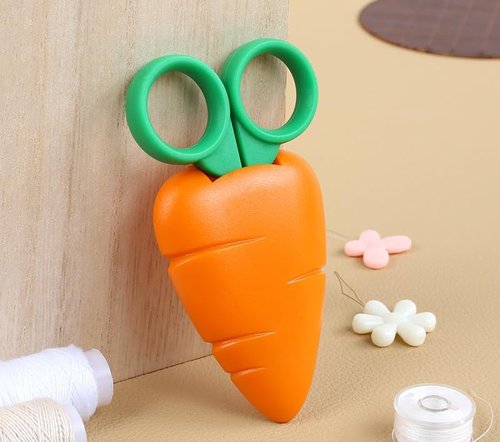AKOAK Creative Fruit Scissors - Fun Carrot Design with Refrigerator Magnets for Kids' Home Decor