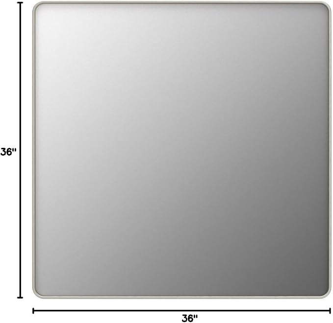 TETOTE Silver Bathroom Mirror, 36 x 36 Inch Wall Mounted Square Brushed Nickel Metal Framed Modern Farmhouse Decorative Vanity Mirror for Living Room Entryway