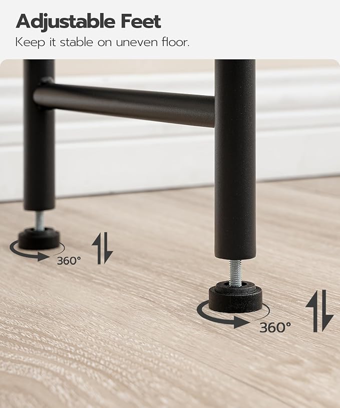 HOOBRO Over the Toilet Storage, 3-Tier Over Toilet Bathroom Organizer, Freestanding Above Toilet Shelf with Adjustable Feet, Space Saving, Easy Assembly, Rustic Brown and Black BF63TS01