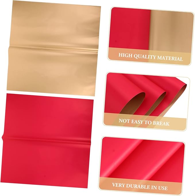 Abaodam 20Pcs Double-sided Flower Wrapping Paper Bouquet Packaging Paper for Wedding Birthday Craft DIY Floral Wrap Red and Gold