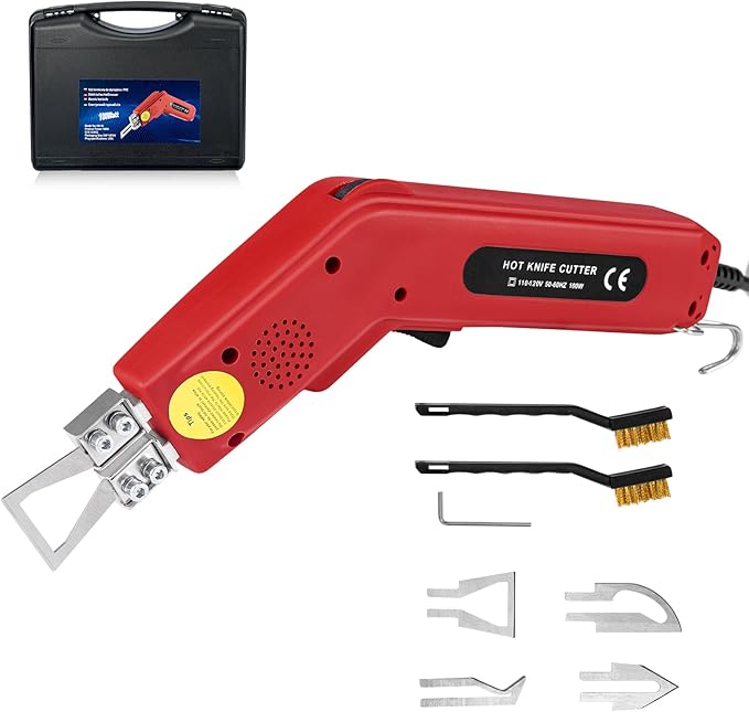 Toemics Electric Hot Knife Foam Cutter – 100W Styrofoam Cutting Tool, 4 Adjustable 50-500°C Blades for Polystyrene, Sponge, Crafts, and Insulation (Red)