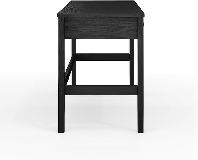Martha Stewart Rhett Home Office Desk with 3 Drawers and Tapered Legs in Black with Oil Rubbed Bronze Hardware