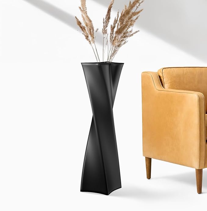 Black Tall Floor Vase 27.5in Resin Black Heart Shaped Vases Perfect for Dry or Faux Flowers Entryway Large Decorative Standing Vase for Living Room Home Corner Indoor Office