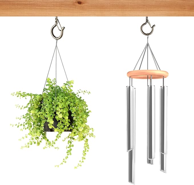 FSAH 25 PCS Screw-in Hooks for Outdoor String Lights, Q Hangers Hooks Outdoor for Outside, Swivel Hanging Basket Patio Light Hooks with Safe Buckle Screw in Planter Eye Hook for Wall Ceiling, Copper