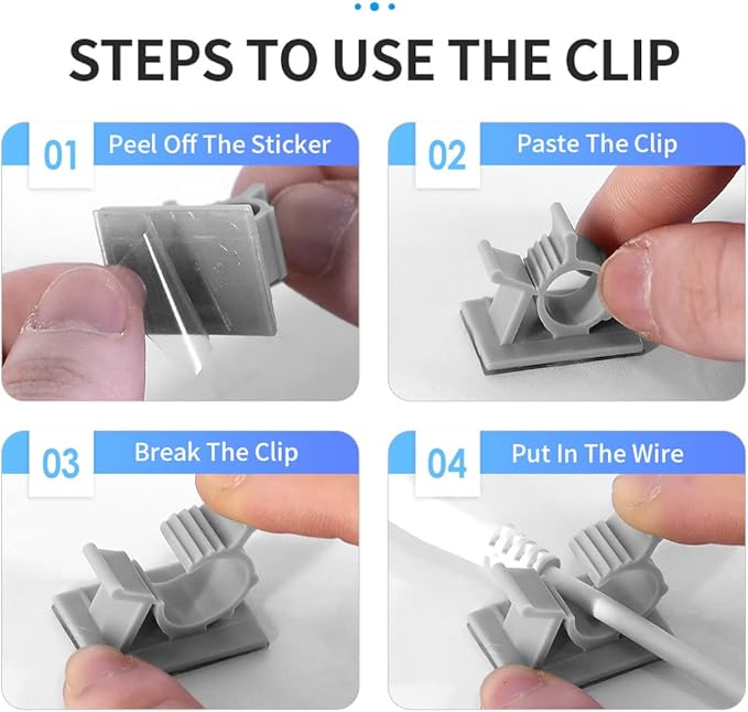 30 Pack Viaky Wire Holder for 0.4 Inch(Max) Cable - Cable Management Organizer Cable Clips Strong Adhesive Cord Hooks - Home, Office, Car, Cubicle, Desk, Wall, Nightstand Accessories - Grey