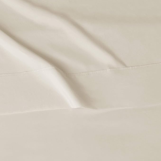 Amazon Basics Lightweight Super Soft Easy Care Comfortable Microfiber 3 Piece Bed Sheet Set with 14-Inch Deep Pockets, Twin XL, Beige, Solid