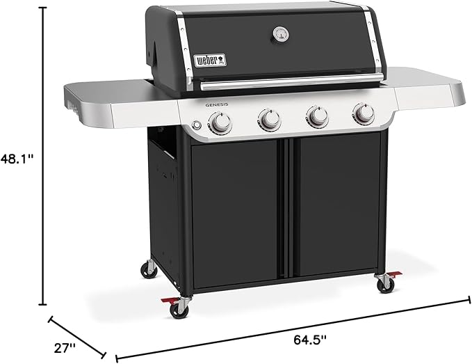 Weber Genesis E-415 Liquid Propane Gas Grill for Outdoor Grilling, 4 Burners, Black