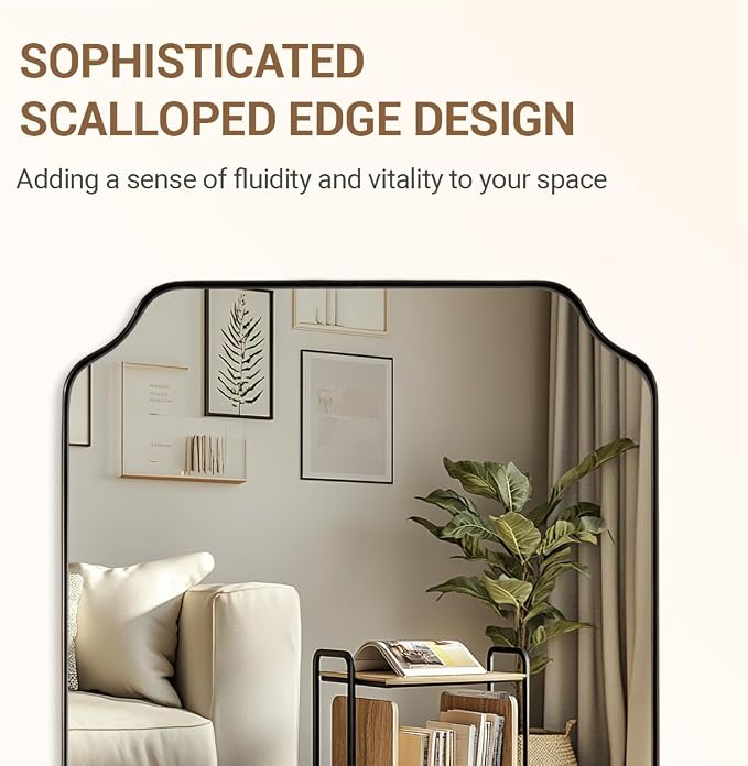 ANDY STAR Rectangle Mirror 30x40 Inch, Brushed Bronze Scalloped Mirror for Bathroom, Rust-Proof Stainless Steel 1" Frame, Antique Scalloped Edge Design Ideal for Home Decor
