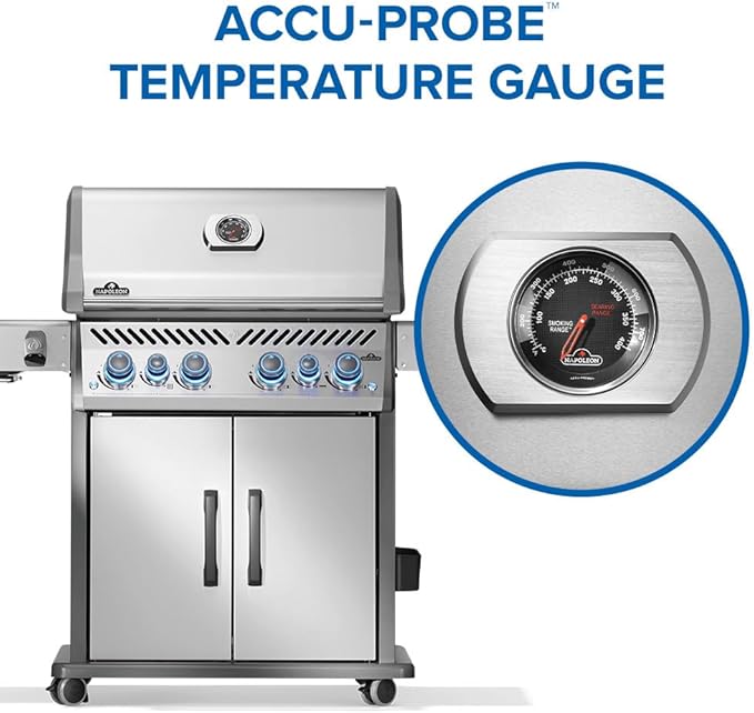 Napoleon Rogue PRO-S 525 Propane Gas Grill with Infrared Side and Rear Burners, Stainless Steel, Durable 6-Burner BBQ