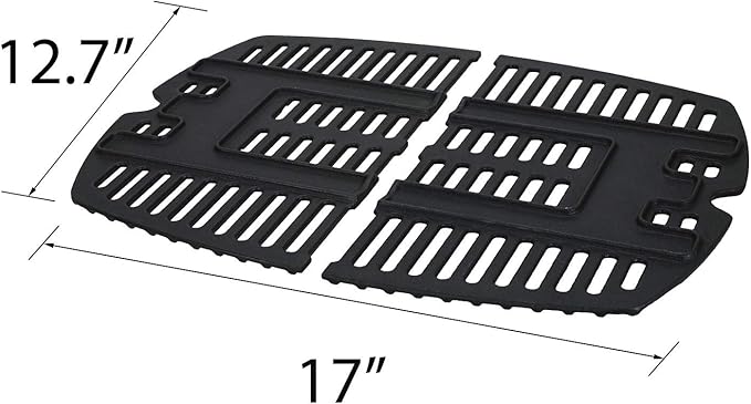 Votenli C764D(2-Pack) 17 x 12.7 inches Cast Iron Cooking Grid Grates for Weber 7644 Q100 series, Q140, Q1000 series Q1200 50060301 386000 50060001 51010001 51060001 51070001 51080001 51190001 51200001