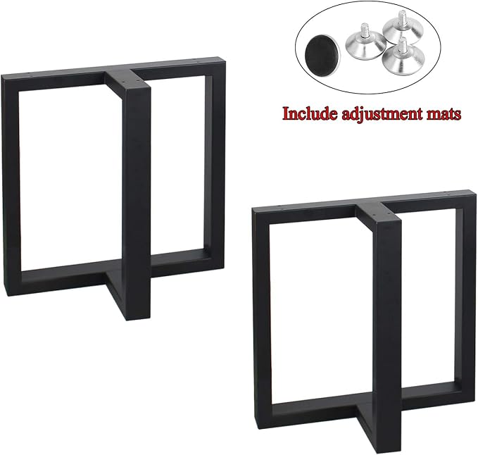 MBQQ Rustic Decor T-Shape Table Legs, Heavy Duty Metal, 15.7'H x 17.7'W, Dining & Desk, Industrial Modern, DIY Iron Bench Legs
