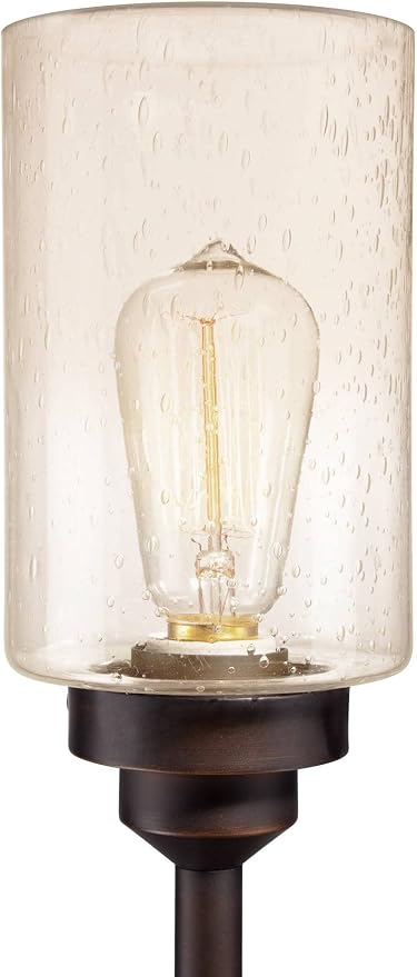 Franklin Iron Works Libby Industrial Modern 66" Tall Tree Floor Lamp with Smart Socket Oiled Bronze Brown Metal 3-Light Amber Seeded Glass Shade for Living Room Family Bedroom Office House Home
