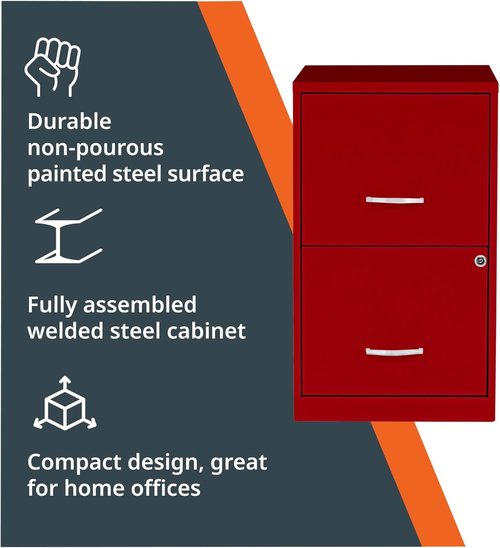 NuSparc 2 Drawer Locking Filing Cabinet - Pre-Assembled Steel Design for Home & Office | Letter-Size