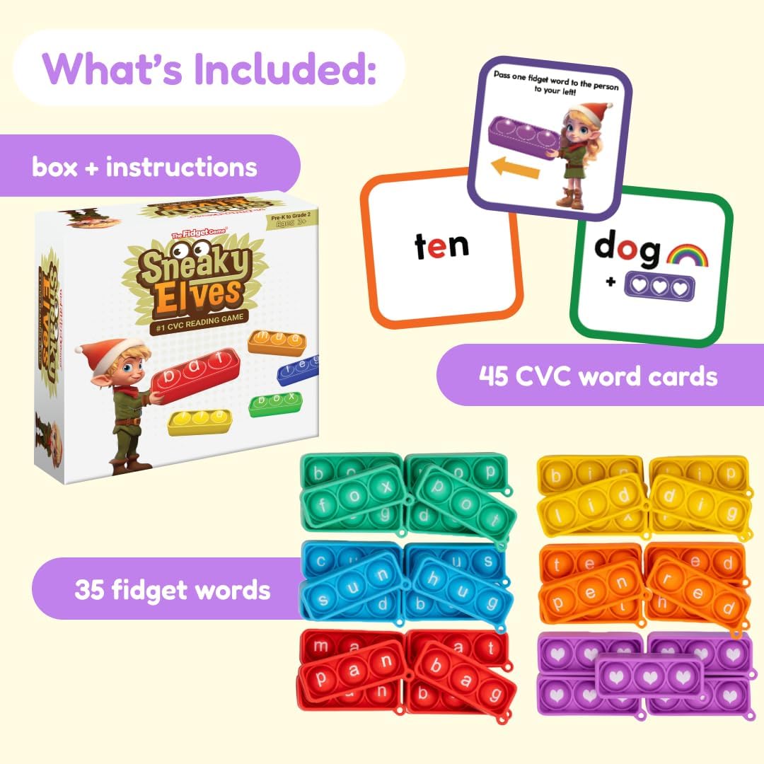 Sneaky Elves by The Fidget Game - Educational CVC Sight Words Toy | Fun Pop Sensory Learning for Kids 3+