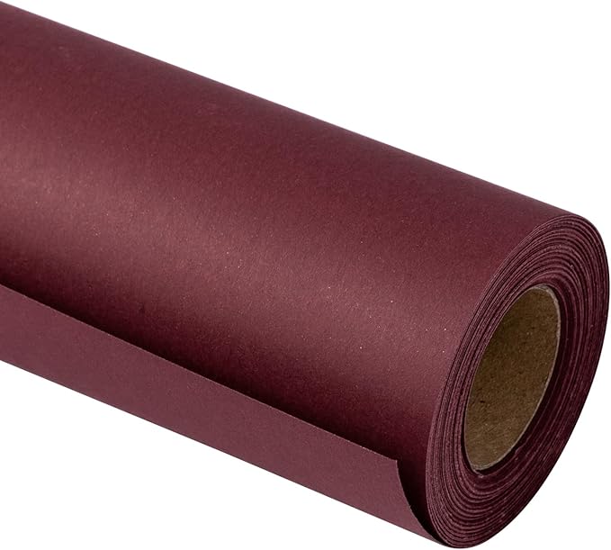 RUSPEPA 30"x 393"(32.8') Wine Red Kraft Wrapping Paper Large Jumbo Roll, Recyclable Burgundy Gift Wrap Paper for Christmas Gift Wrapping, Table Cover, DIY Crafting, Mother's Day Bouquet Flower, 80GSM