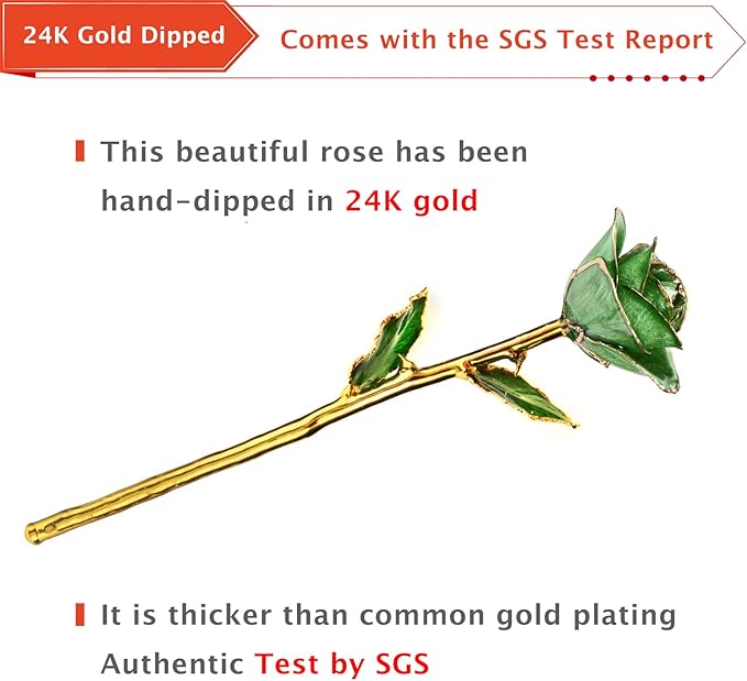 AliveRose 24k Gold Rose, Long Stem Rose Made from Real Gold Rose for Anniversary Valentines Mothers Day Birthday(Mint Green with Crystal Vase)