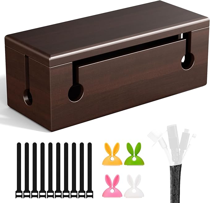 HomeBliss Large Cable Management Box - Stylish Wire Organizer, Wire Concealer and Wire Management Box - Wire Management Box Tall Design for Easy Access（NO Power Strips or Chargers）