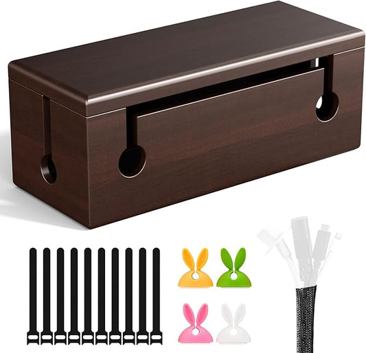 HomeBliss Large Cable Management Box - Stylish Wire Organizer, Wire Concealer and Wire Management Box - Wire Management Box Tall Design for Easy Access（NO Power Strips or Chargers）