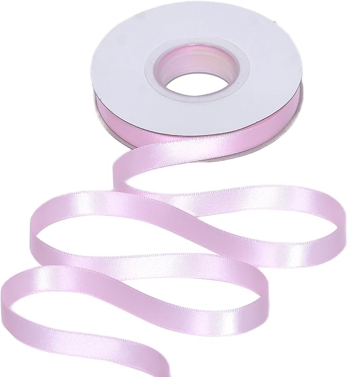 YAMA Light Pink Double Faced Satin Ribbon 1/2 Inch 25 Yards Thin Baby Pink Ribbon for Gift Wrapping Crafts Bows Wedding Party Christmas Decoration